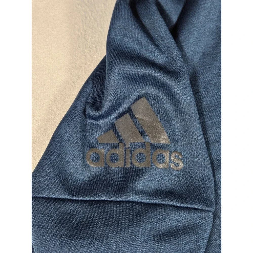 Adidas Mens Full Zip Hoodie Blue Heathered Performance Sweatshirt Large‎ RN88387
